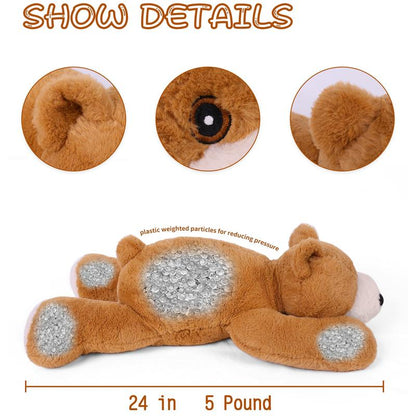 5 Lb Weighted Animal Plush, 24In Brown Bear Plushie Toy Dolls Pillows (Bear)