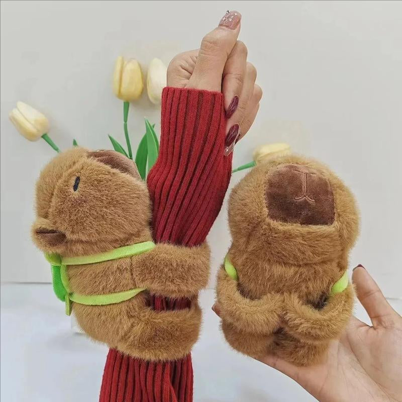 5PCS Cute Plush Doll Water Dolphin Doll Wrist Snap Ring Toys Plush Toys Capybara Toys Hand Ring Fun Pop Circles Kids Holiday Gi