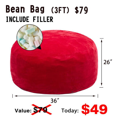 3Ft/4Ft/5'Ft/Jumbo(With Filler) Bean Bag Lazy Sofa Beanbag Chair Ship Free High-Rebound Memory Foam Furniture Flannel Cover Removable